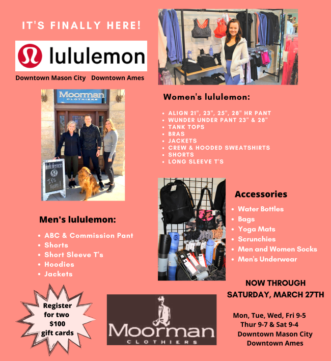 Moorman Clothiers Now Carries lululemon! conta.cc/3eXZjpe