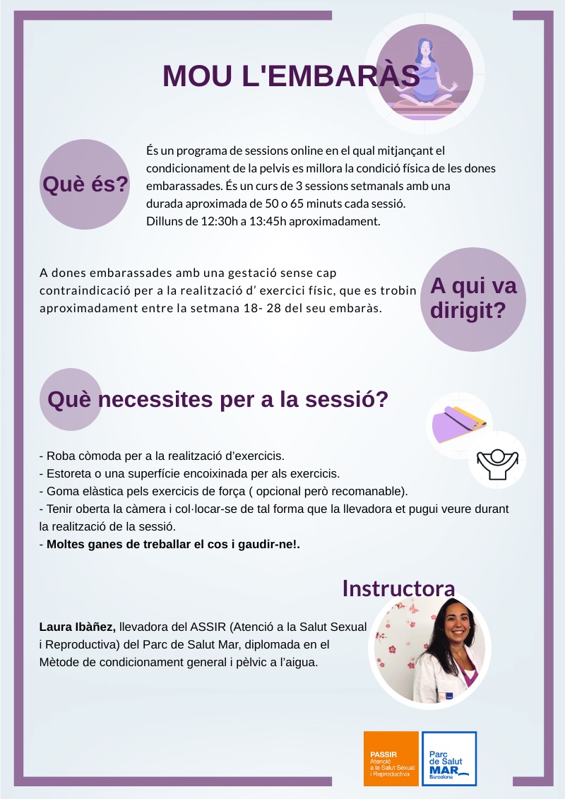 hospitaldelmar's tweet photo. Mou l'#embaràs! Apunta't al nou grup per gestants en línia 💻
Si tens ganes de fer exercici, millorar la condició física durant l'embaràs 🤰 i ets una de les nostres veïnes, et pots apuntar 📩educaciomaternal@parcdesalutmar.cat
Us hi esperem! #EmbaràsAlMAR #PASSIR #obstetrícia https://t.co/smpKHD7EbI