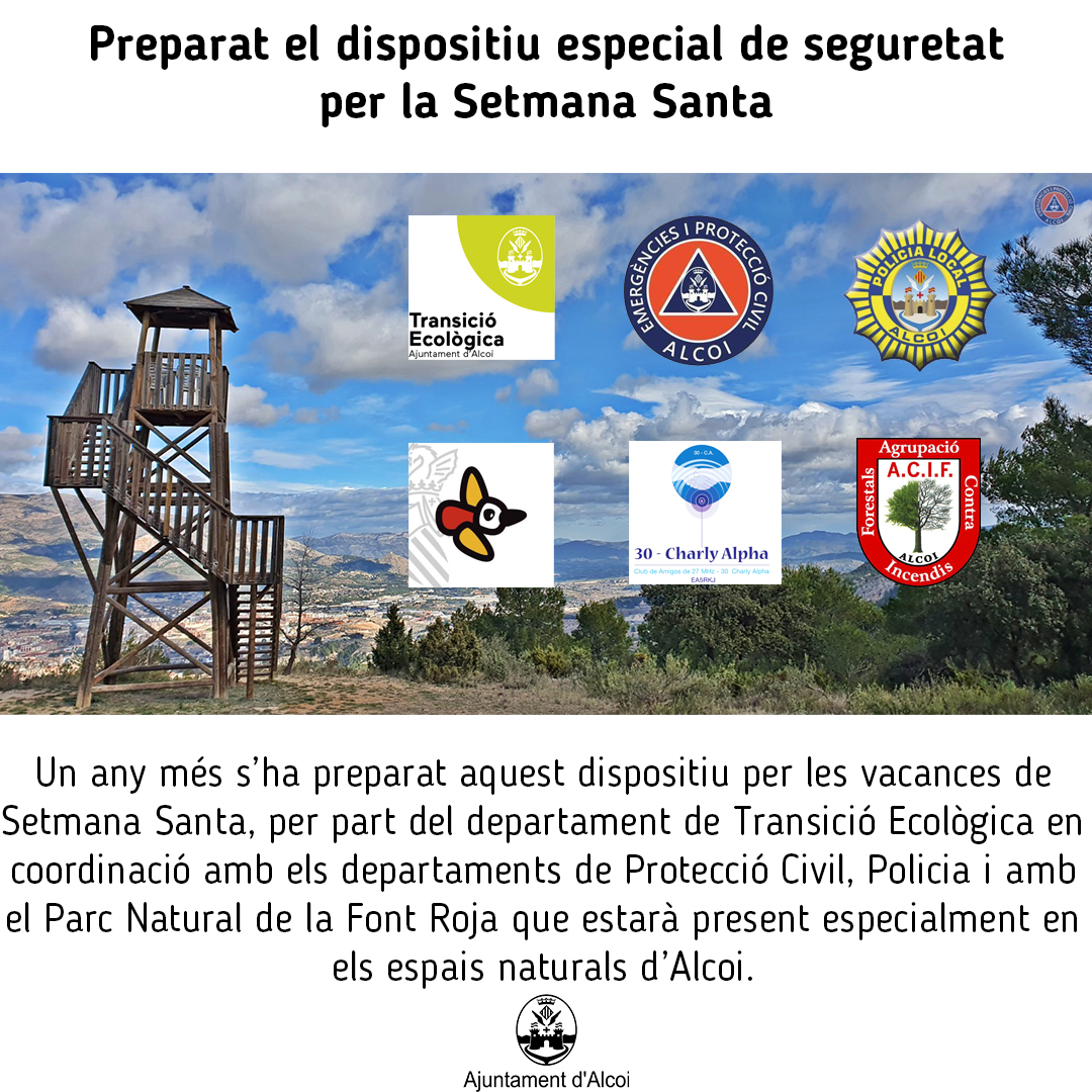 AjuntamentAlcoi's tweet photo. Preparat el dispositiu especial de seguretat per la Setmana Santa https://t.co/lSxsNnvLTG

#alcoi #alcoy https://t.co/5zam6yUvOz