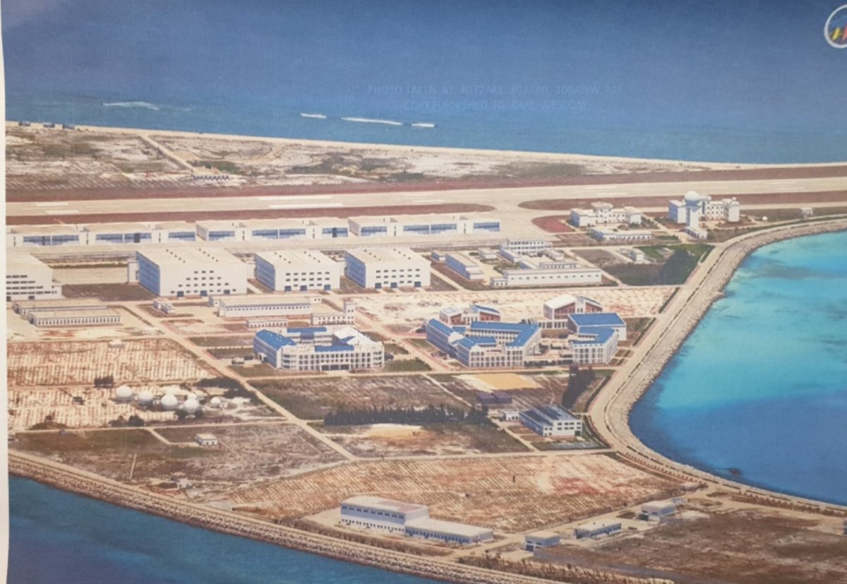 rapplerdotcom's tweet photo. LOOK: Infrastructures and establishments built by China in the artificial islands in Zamora (Subi) Reef. 

The reef is part of the exclusive economic zone of the Philippines. 

📸 NTF-WPS | via @jairojourno https://t.co/eSwVq4s6AN