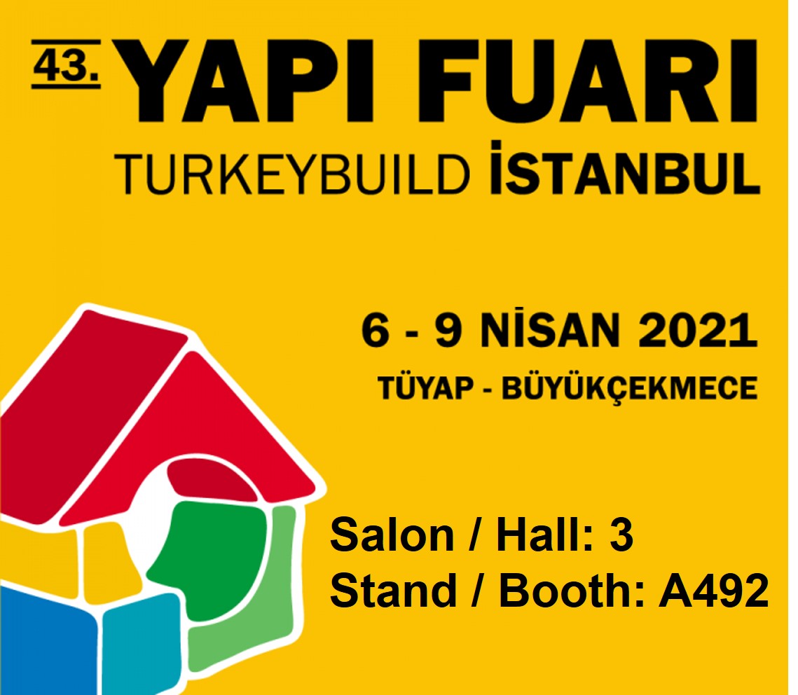 arkitechfsystem's tweet image. We kindly invite you to our booth at &apos;TurkeyBuild Istanbul 2021&apos;&apos; Exhibition, in Istanbul, Turkey on 06 - 09 April 2021

06 - 09 Nisan 2021 tarihleri arasında gerçekleşecek olan İstanbul Yapı Fuarında ziyaretçilerimizi heyecanla bekliyoruz

Salon / Hall: 3
Stand / Booth : A492