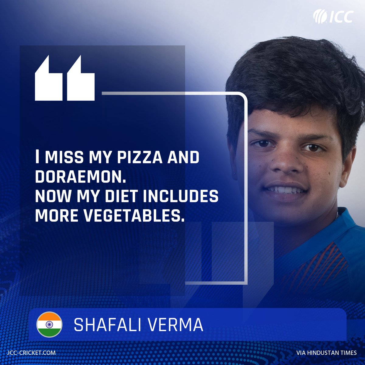 ICC's tweet photo. The perils of being an international cricketer 😅

@TheShafaliVerma knows! https://t.co/Sjo0Uf9ckD