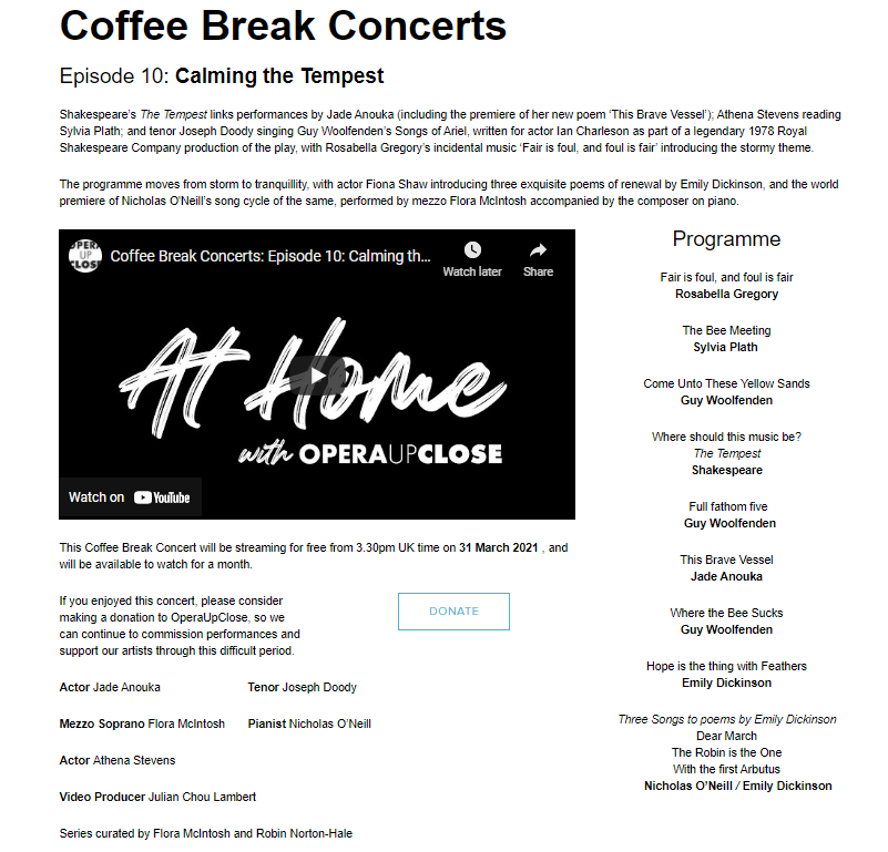 operaupclose's tweet photo. Our 10th #CoffeeBreakConcert premieres in 2 hours!
Take that well deserved break and join us π β
https://t.co/wnwEgogLb6 https://t.co/7EsG7iD5Wo