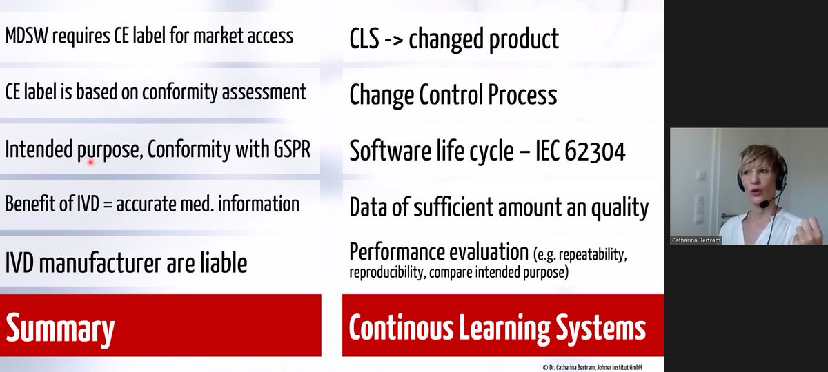 TheEMPAIA's tweet photo. Catharina Bertram from #JohnerInstitut now at #EMPAIAAcademy: “#Regulatory #Requirements for the use of #AI in #Pathology” | #PerformanceEvaluation #AnalyticalPerformance #ClinicalPerformance #IVDR #ContinuousLearningSystems #CEmark based on #ConformityAssessment https://t.co/l8x1iRS9o7