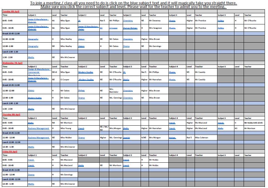 KSSRaisAttain's tweet image. KSS Spring Revision 2021
Here is the FINAL timetable. Classes from 6th - 9th Apr
8:45 am-2:30 pm Mon-Wed
8:45 am-1:30 pm Thurs &amp;amp; Fri
For full details please see Microsoft Teams - either KSS Spring Revision / S4 / S5 / S6 Teams!  
@KnightswoodSec @ksspastoralcare