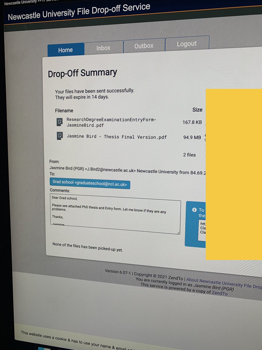Dr. Jasmine Bird (@jasbird1223) on Twitter photo PhD submitted! and on my original submission date! It took a lot of hustle and I really appreciate my supervisors <a href="/jmarlesw/">Jon Marles-Wright</a> @Cyberplasm @The4thDomain for helping me make this deadline 🥳🥂 PhD submitted! and on my original submission date! It took a lot of hustle and I really appreciate my supervisors <a href="/jmarlesw/">Jon Marles-Wright</a> @Cyberplasm @The4thDomain for helping me make this deadline 🥳🥂
