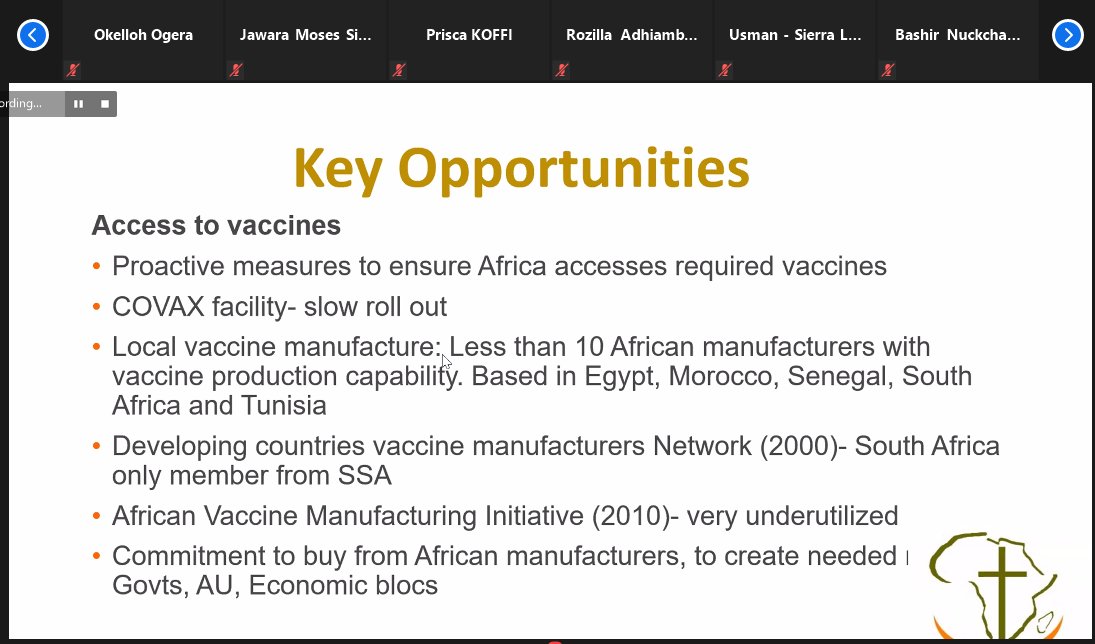 AaccCeta's tweet photo. #FaithandScienceInConversation
Dr James Mukabi of @ACHAPlatform points out opportunities for Africa , to respond to #COVID19 Pandemic. https://t.co/GB4Wb1SOyx