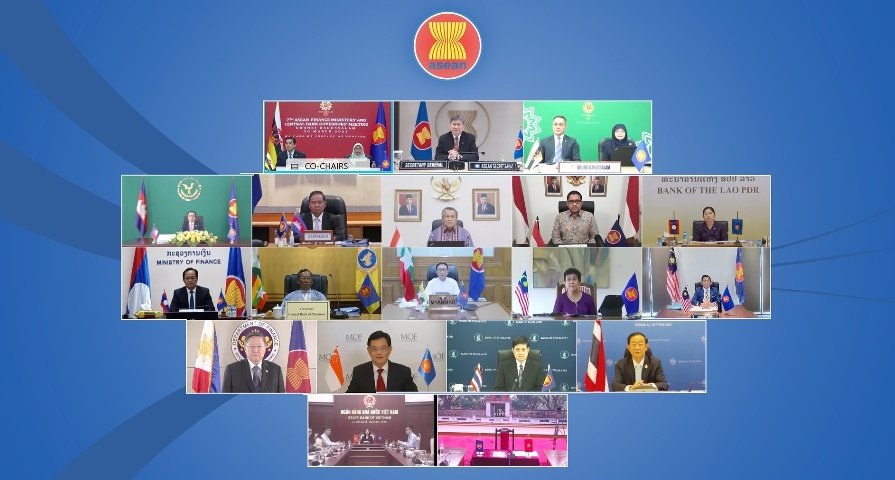 MayWongST's tweet photo. This may have gone under the radar. But #ASEAN finance ministers &amp; Central Bank chiefs met virtually. In attendance was #Myanmar's #military-appointed minister Win Shein. No mention of current #Myanmar situation in joint statement at conclusion of meeting #WhatsHappeningInMyanmar https://t.co/8mAByFn7F6