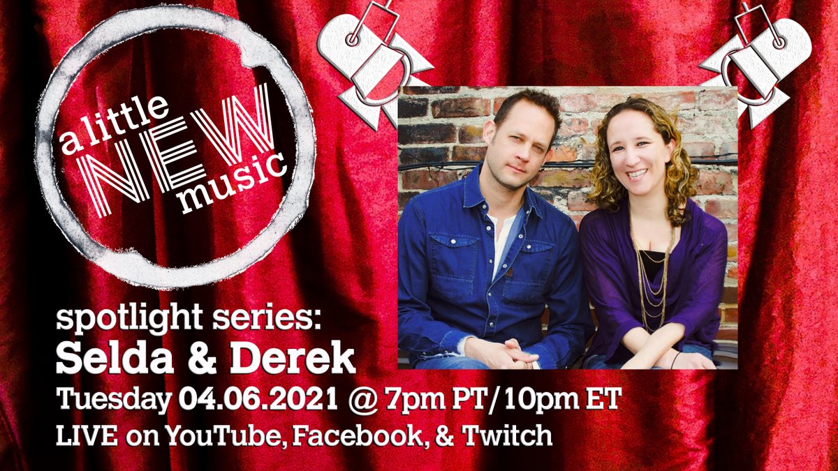#ALNM is delighted to feature the award-winning writing team #SeldaandDerek in
 our 10th #SpotlightSeries! They'll chat with hosts Luke &amp; Kila, share clips from our archives, &amp; premiere something new! Join the chat LIVE 4/6 at 7PT/10ET!
#newmusicals #songwriters <a href="/ASCAPFoundation/">The ASCAP Foundation</a>