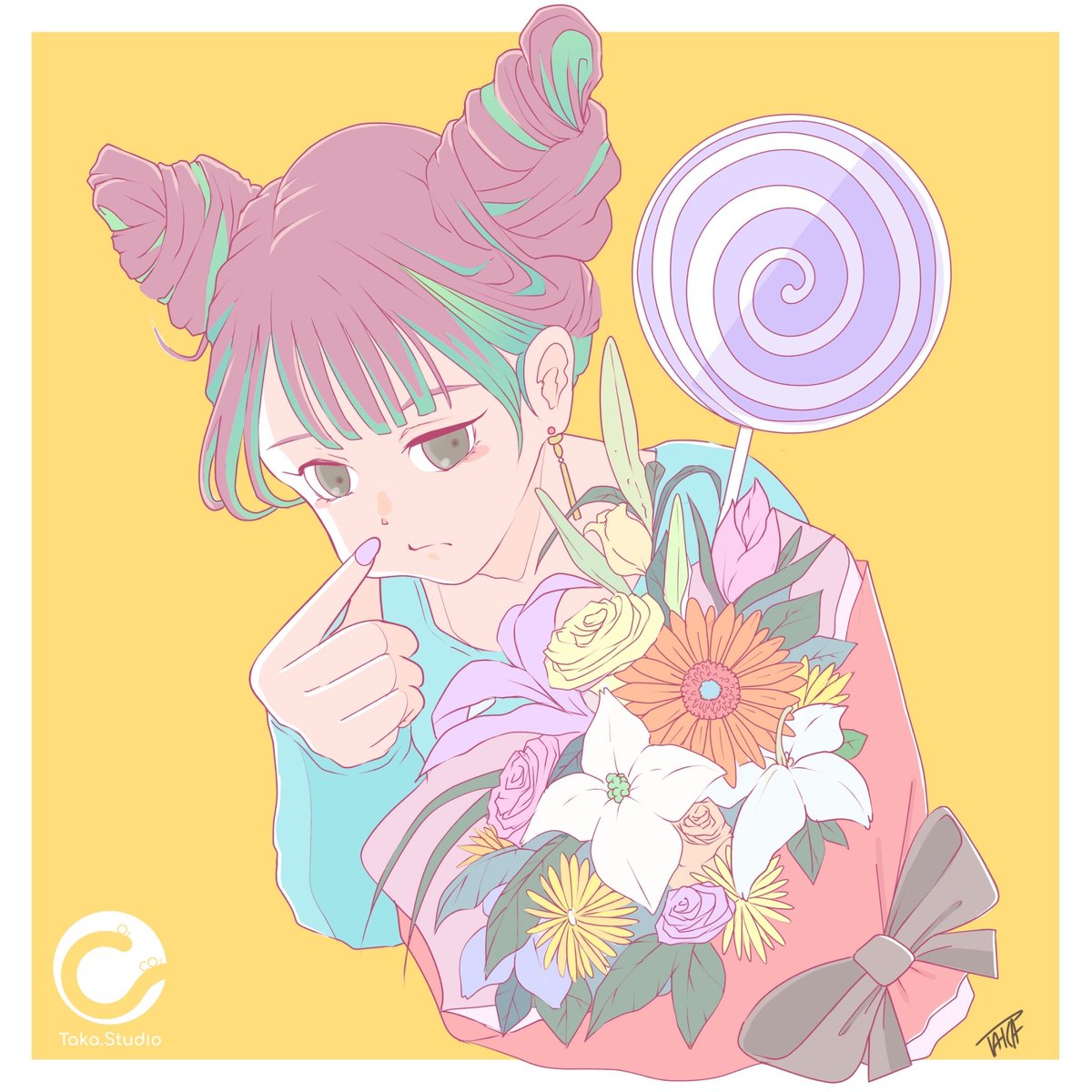 らくがき ぷにぃ 昨日描いた落書き 変わったアングルとお花を描けるようにな Taka 名古屋のイラストレーターのイラスト