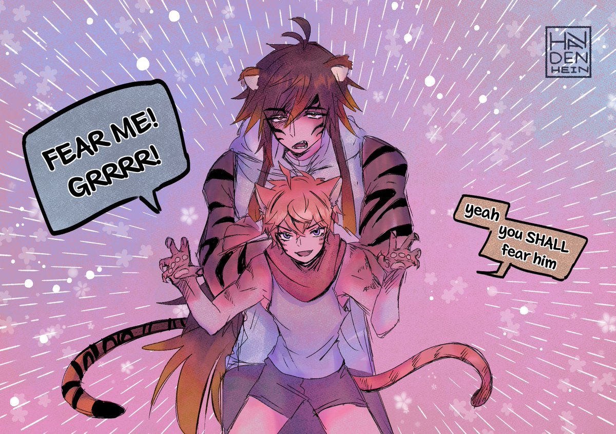 #ZhongChi #鍾タル #จงทาร์ต 
??

as I promised to make wildcat AU into zhongchi too...?
childe is a wildcat who meet tiger zhongli but thought he is a cat with weird pattern??✨✨✨ 