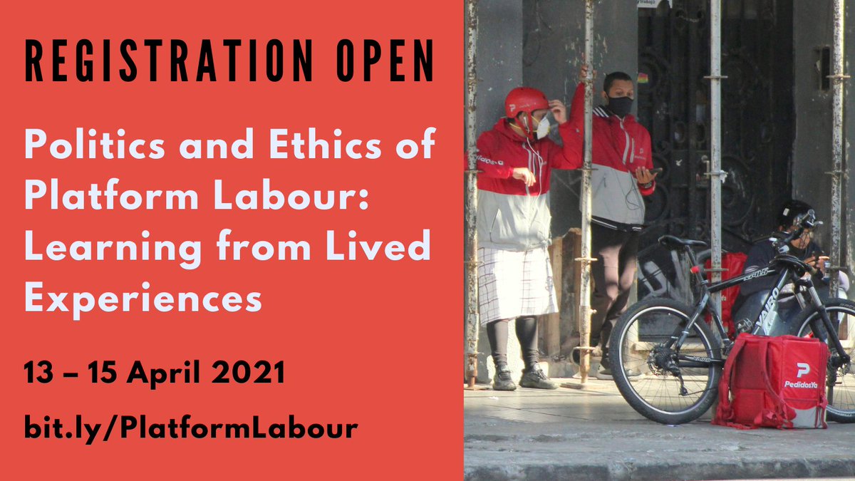 CRASSHlive's tweet photo. 👉 Registration open!
Politics and Ethics of #PlatformLabour: Learning from #LivedExperiences
Conference 13 - 15 April 2021
➞ https://t.co/kR7v2xXNAm
Exploring the #politics and #ethics of platform labour from the perspective of the workers themselves.
With the @MaxCamCentre https://t.co/TMCn5hV1YQ