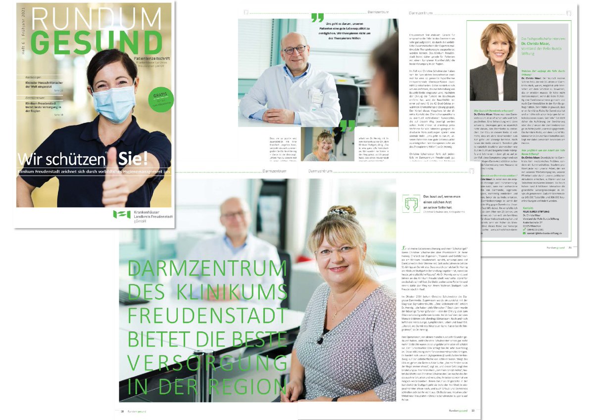 „Er ist meine Lebensversicherung und mein Schutzengel.“ Eine berührende Patientengeschichte zum Thema #Darmkrebs und ein Interview mit Dr. Christa Maar (Felix #BurdaStiftung) im neuen Patientenmagazin der KH Freudenstadt: visioness.de/krankenhaeuser…