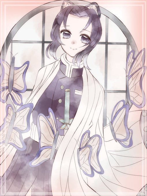 よなさんがTwitterに投稿した胡蝶しのぶ(鬼滅の刃)のイラスト。