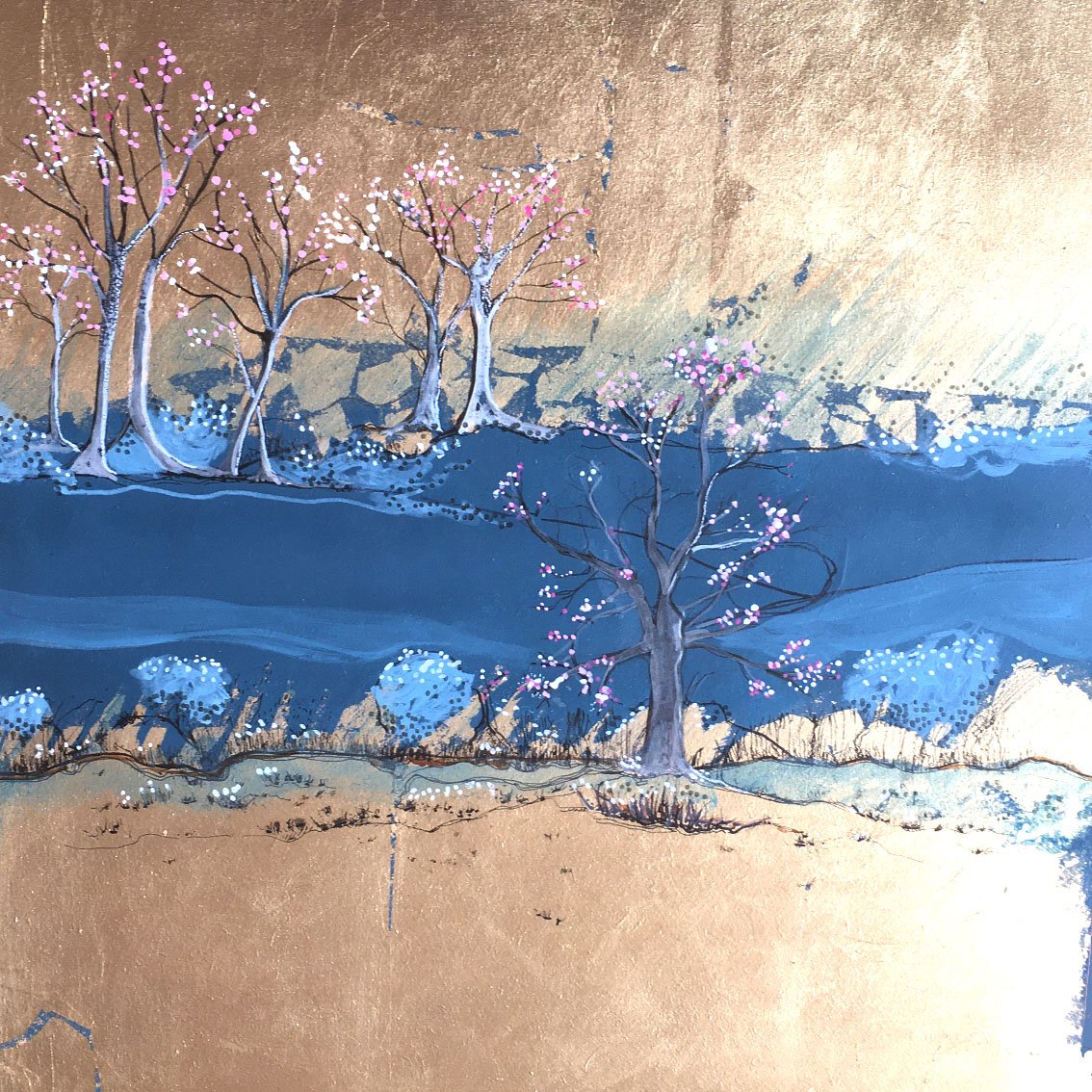 RuthMcDonald1's tweet photo. JUST FINISHED "GOLD BLOSSOM"
a painting on board of springtime on gold leaf -
#trees #blossom #cherryblossom #GOLD #landscape #drawing #painting #artwork #artistsontwitter #DrawingWithRuth https://t.co/wR1KVbxtaw