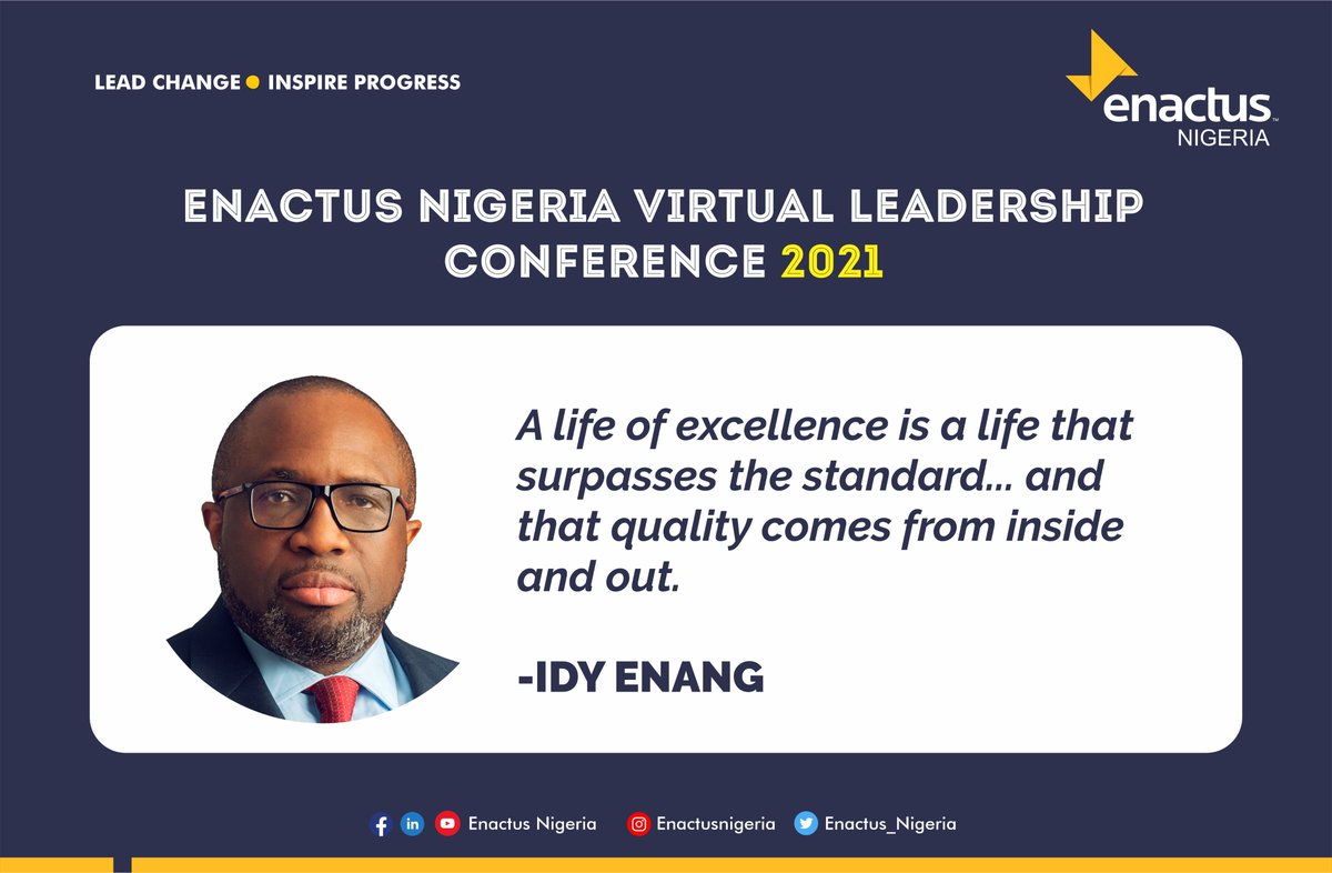 SMARTRECOVERY10's tweet photo. A life of excellence is a life that surpasses the standard... and that quality comes from inside and out. 

-IDY ENANG

#EnactusNigVLC2021 https://t.co/ODVF0zNYjk