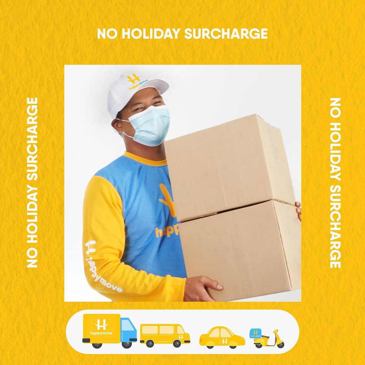 NoliEala's tweet photo. We are happy to announce there will be NO HOLIDAY SURCHARGE from April 1-4, 2021 for our delivery services!

Download the Happy Move app now: https://t.co/CZNUlD7U1B

#HappyMove #HappyMovePH #OnDemandDelivery #HappinessOnDemand https://t.co/9yd5HsyTqD