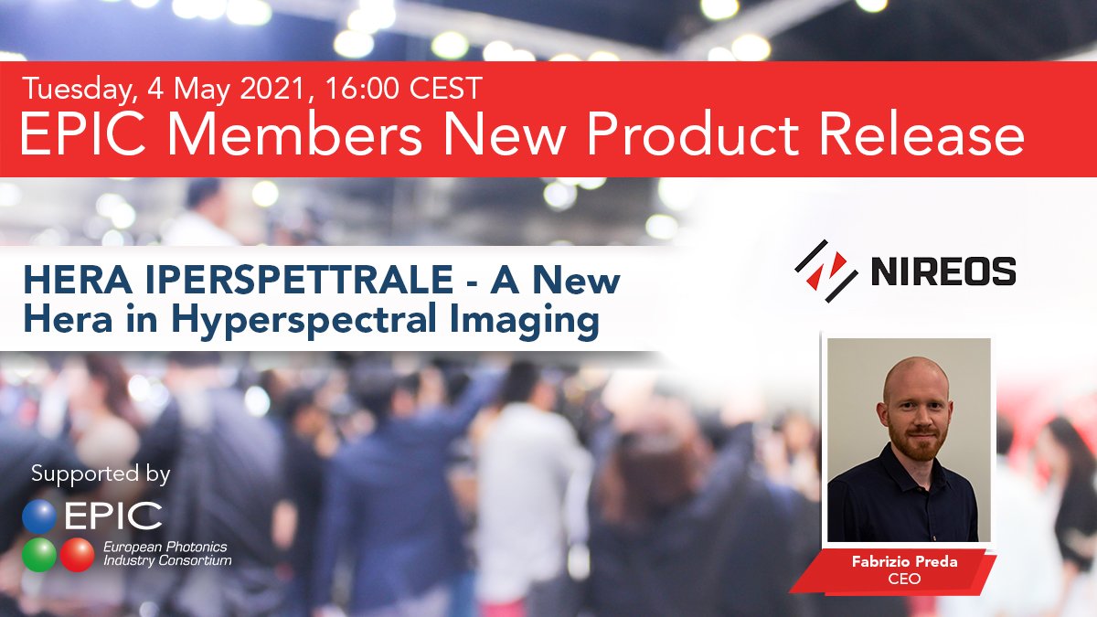 We are happy to announce that we will be participating at EPIC event for our product launch HERA - Hyperspectral camera

reserve your slots today at lnkd.in/dhqTtMB EPIC - EUROPEAN PHOTONICS INDUSTRY CONSORTIUM
#conference #photonics #hyperspectral #hyperspectralimaging