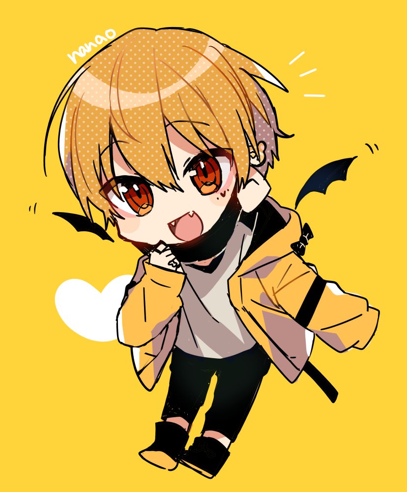 1boy male focus chibi solo wings blonde hair jacket  illustration images