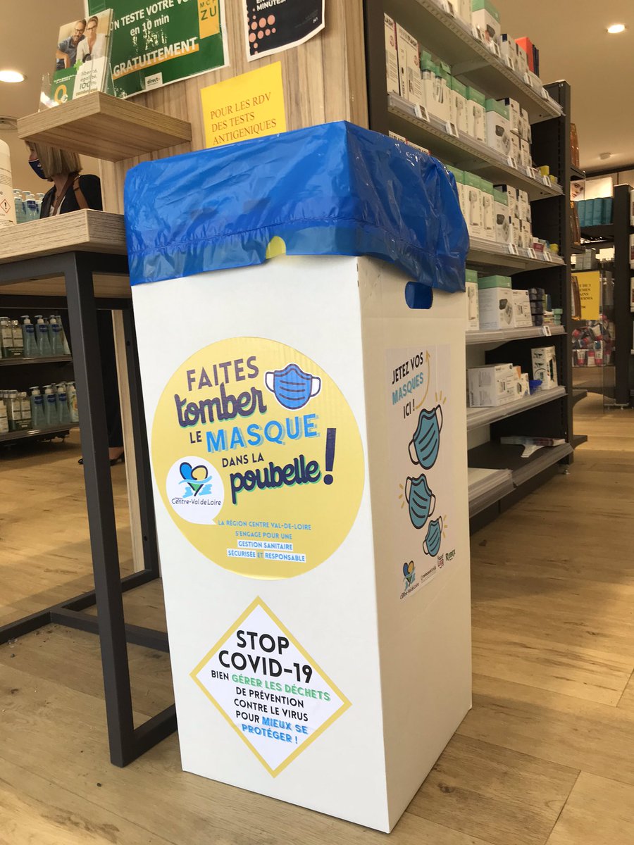 khamisultane's tweet photo. 😷 805 collecteurs de #masques installés dans les #pharmacie du territoire régional !
🤝 L’opération « Faites tomber le masque...dans la poubelle » est initiée par @newsrubex et #Ecophyse et soutenue par la @RCValdeLoire !
#stopCovid https://t.co/v0A0HJ1ep4