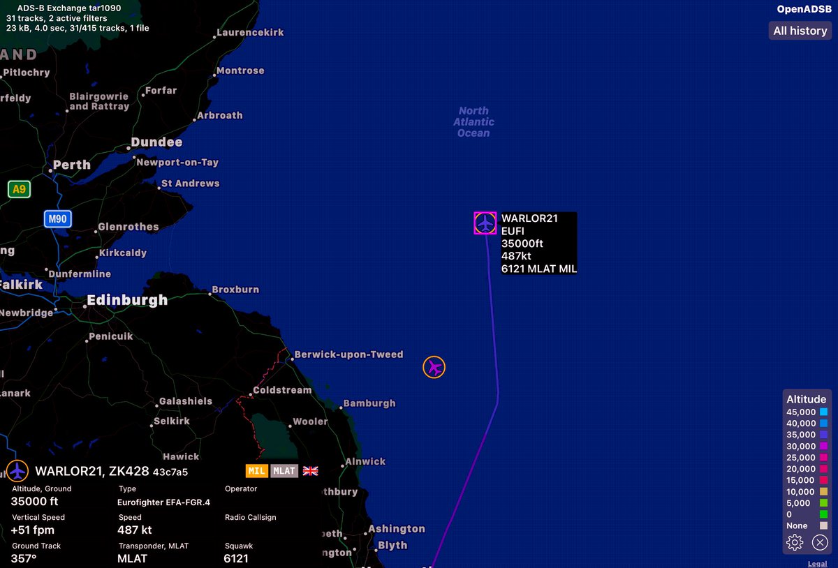 mil_scot's tweet photo. #WARLOR21 #ZK428 - #Eurofighter #Typhoon FGR.4 #NorthSea #adsb #avgeek https://t.co/c38av3BB4n