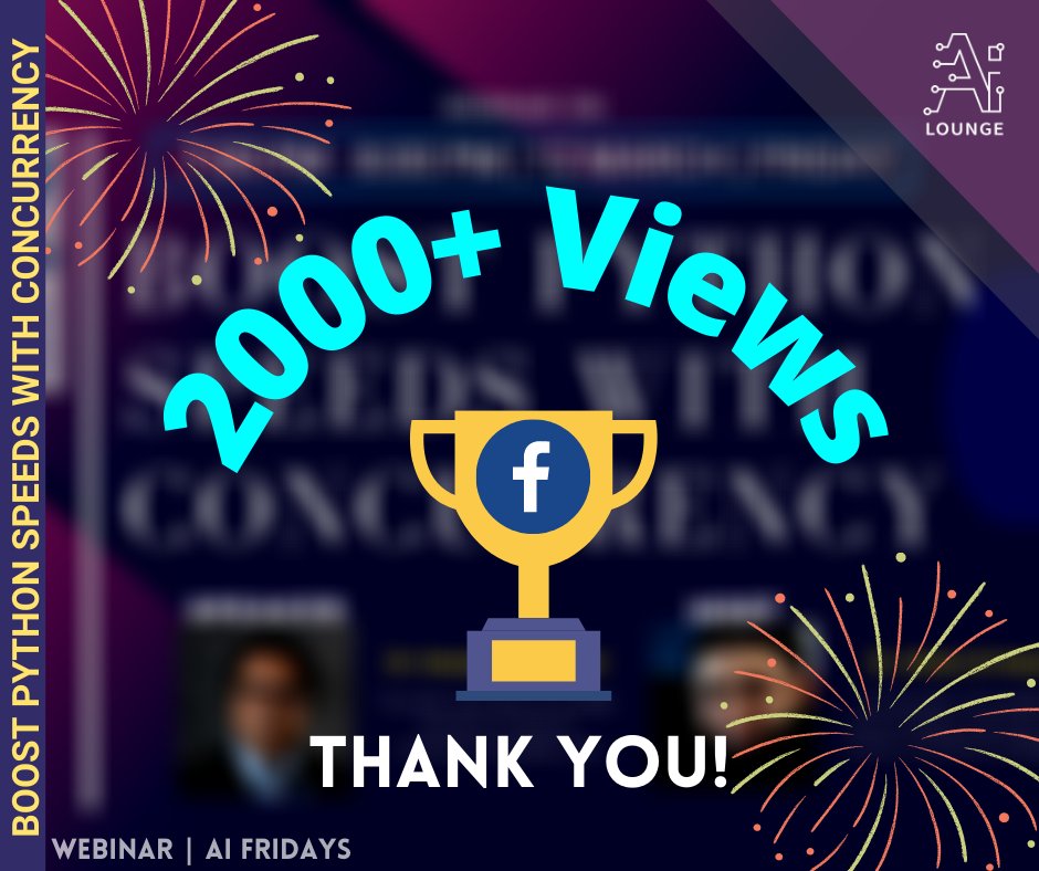 itsailounge's tweet photo. 2000+ Views! Thank u 4 such an overwhelming response on our fourth webinar. Your feedback motivates us to bring more #AI enthusiasts to you. Watch Here: 
https://t.co/M4FaM89auI
Stay tuned for our next webinar.
Happy learning
#Webinar #BigData #technology #machinelearning #Python https://t.co/8lF3C4AqEk