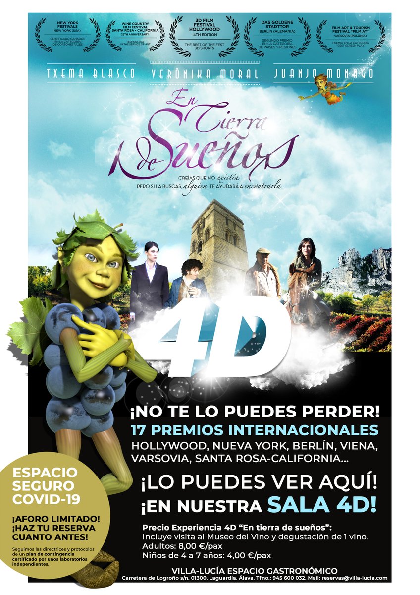 Villa Lucía (@vinfos) on Twitter photo ¡Esta Semana Santa no te puedes perder nuestra Experiencia 4D "En tierra de sueños"!
¡Ya podéis realizar vuestras reservas en el teléfono 945 600 032 o en el email reservas@villa-lucia.com!
¡Un espacio seguro Covid-19!
¡Seguro que estarás seguro(a)!
¡Os esperamos en Villa-Lucía! ¡Esta Semana Santa no te puedes perder nuestra Experiencia 4D "En tierra de sueños"!
¡Ya podéis realizar vuestras reservas en el teléfono 945 600 032 o en el email reservas@villa-lucia.com!
¡Un espacio seguro Covid-19!
¡Seguro que estarás seguro(a)!
¡Os esperamos en Villa-Lucía!