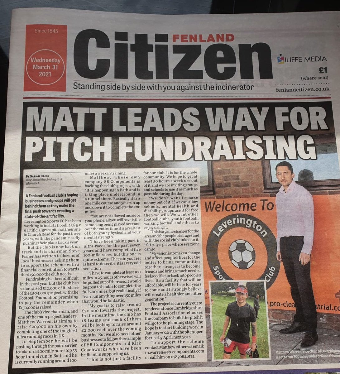 Very pleased to see the hard work of the great people behind our club getting some publicity. Watch this space for more fundraising and events soon! #uptheLevy 🧡⚽️