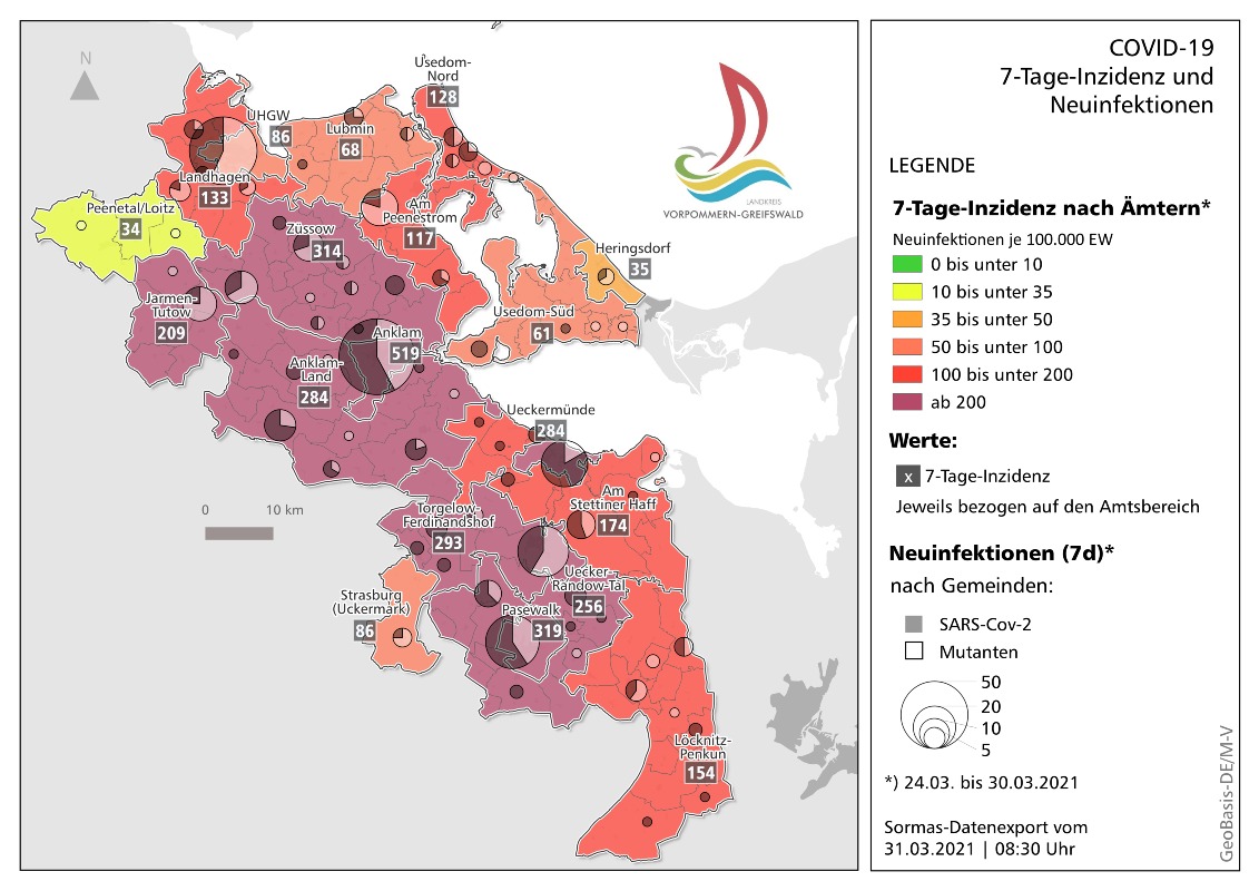KreisVG's tweet photo. Heute gibt es wieder ein #CoronaUpdate
▶️Karte der 7-Tage-Inzidenz und der Neuinfektionen nach Ämtern
▶️Karte der 7-d-Inzidenz und der Neuinfektionen nach Ämtern mit Darstellung der Mutationen
▶️Karte mit Fallstatistik zum Infektionsgeschehen und aktive Fälle(Ämter und Gemeinden) https://t.co/yd5rFOzJfa
