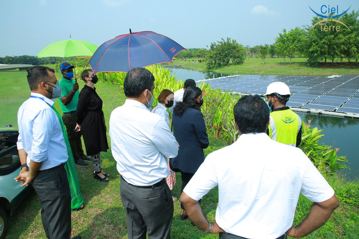 CTSPIndia's tweet photo. Ciel &amp; Terre India is happy to have hosted The Consul General of France in Puducherry and Chennai-Lise Talbot Barre; Director of Alliance française-Eva Martin; Economic and Political Affairs Officer of the French Consulate-Apinayaa Uthayakumar at the Floating solar farm in CIAL. https://t.co/nIfSzbWwEG