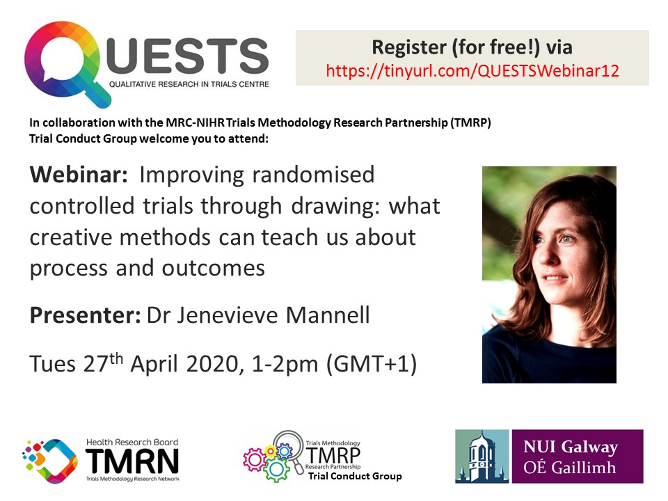 Date for your diary! Lots of interest in our upcoming webinar with <a href="/jvmannell/">Jenevieve Mannell</a>. <a href="/hrbtmrn/">HRB-TMRN</a> <a href="/MRCNIHRTMRP/">MRC-NIHR Trials Methodology Research Partnership</a> <a href="/pauline_meskell/">Pauline Meskell</a> @n_gnursing <a href="/LindaBiesty/">Linda Biesty</a> <a href="/nikki_rou/">Nikki Rousseau</a> <a href="/GilliesKatie/">Katie Gillies</a> @kerryhood Register: tinyurl.com/QUESTSWebinar12