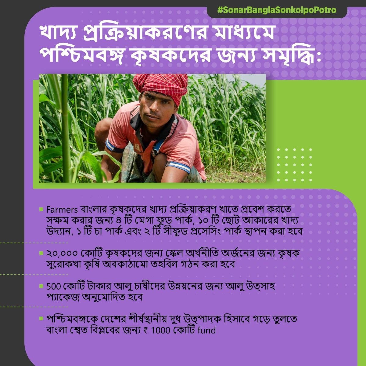 #SonarBanglaSonkolpoPotro
Upliftment of farmers in West Bengal