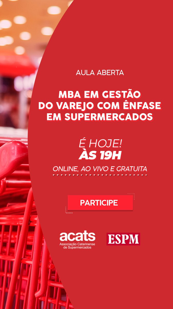 AcatsOficial's tweet photo. Começa nesta quarta-feira (31.03) mais uma atividade em torno da parceria da Associação Catarinense de Supermercados (Acats) e a da Escola Superior de Propaganda e Marketing (ESPM). 

https://t.co/v1DHgQWWzM

#Acats
#AcatsOficial
#SomosTodosEssenciaisNessaLuta
#InformeAcats https://t.co/8xWu74tmk4