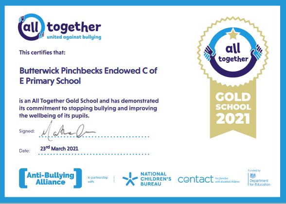 We are pleased to share some great news from the Anti-Bullying Alliance. Our school has been awarded Gold status for the 3rd year running in recognition of our efforts and commitment towards reducing bullying and improving the well-being of the pupils at our school.
