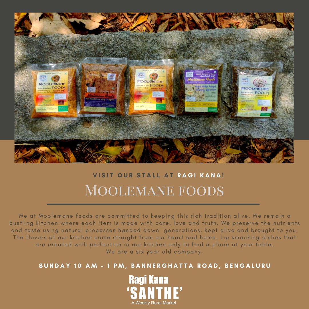 ragikanasanthe's tweet photo. Introducing Moolemane Foods is committed to keeping this rich tradition alive. Check them out.... Sunday it is!

#RagiKana #TheHandmade #traditionalfoods https://t.co/Wjz49vo6W0