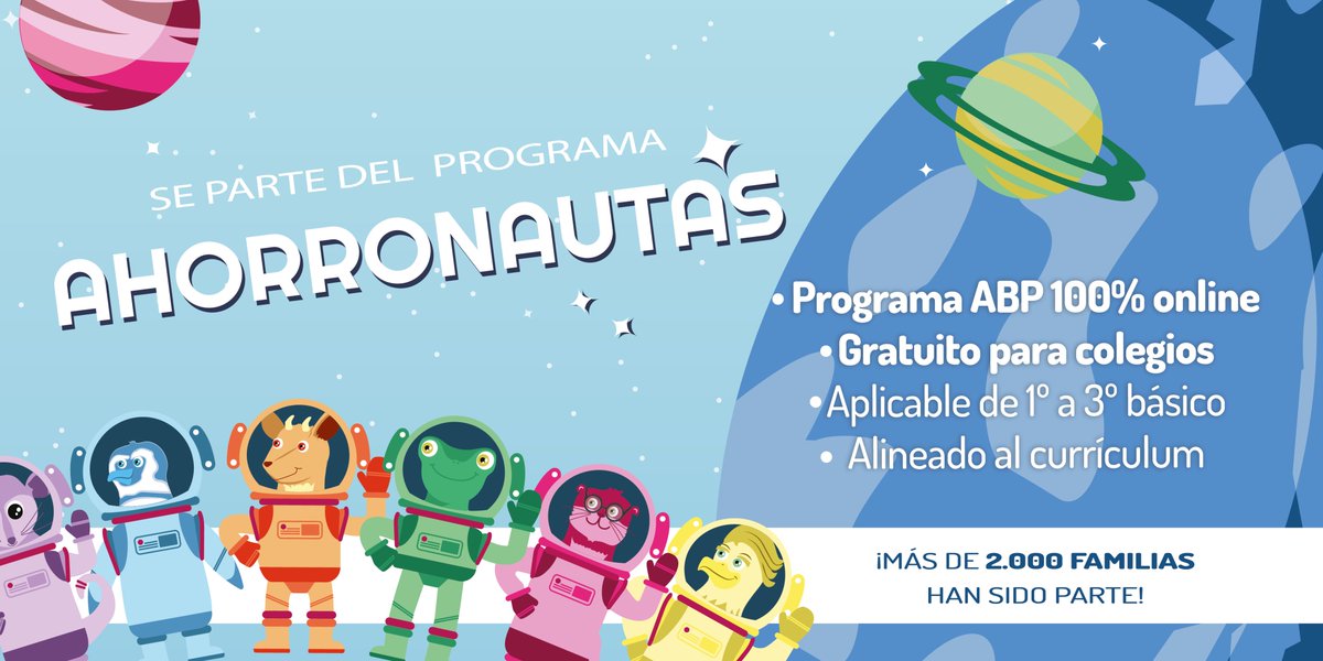 ¡ATENCIÓN! Te invitamos a participar del programa gratuito Ahorronautas, para estudiantes de 1º a 3º básico, donde aprenderán hábitos de ahorro y reutilización junto a sus familias. ¡Vive la experiencia Ahorronautas! Escríbenos a francisca@actitudlab.com para más información.