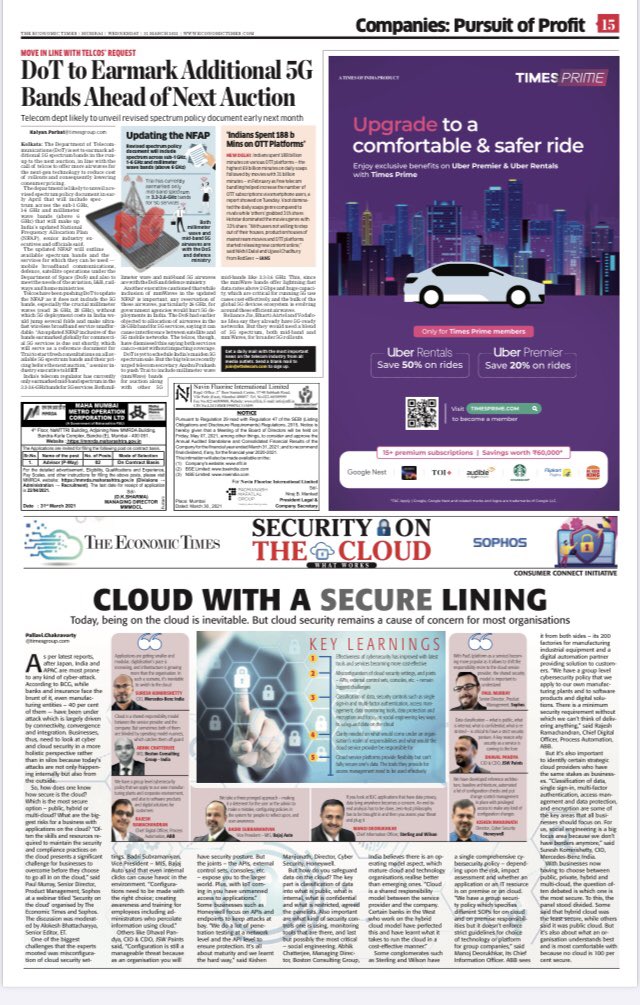 KumarVi74673616's tweet photo. Coverage in @EconomicTimes of 1st of the 2-part #webinarseries, "SECURITY ON THE CLOUD: What Works", where #thoughtleaders from #manucturing & #coresector discussed & uncovered the myths & perceptions about #cybersecurity
https://t.co/21DMBBxCOT @ET_Marketing https://t.co/rl34i1Jvki