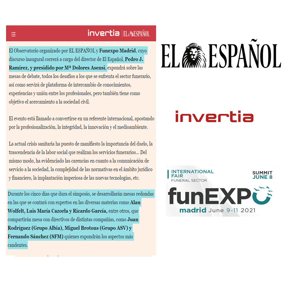 Funexpomadrid's tweet image. Aquí tenéis toda la información sobre el &quot;I Observatorio Funexpo: La labor social de los servicios funerarios&quot; que organizan de forma conjunta Funexpo Madrid, El Español e Invertia

👉elespanol.com/invertia/20210…

#feriainternacional #sectorfunerario
