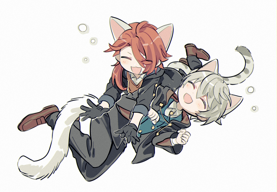 multiple boys animal ears 2boys red hair cat tail male focus cat ears  illustration images