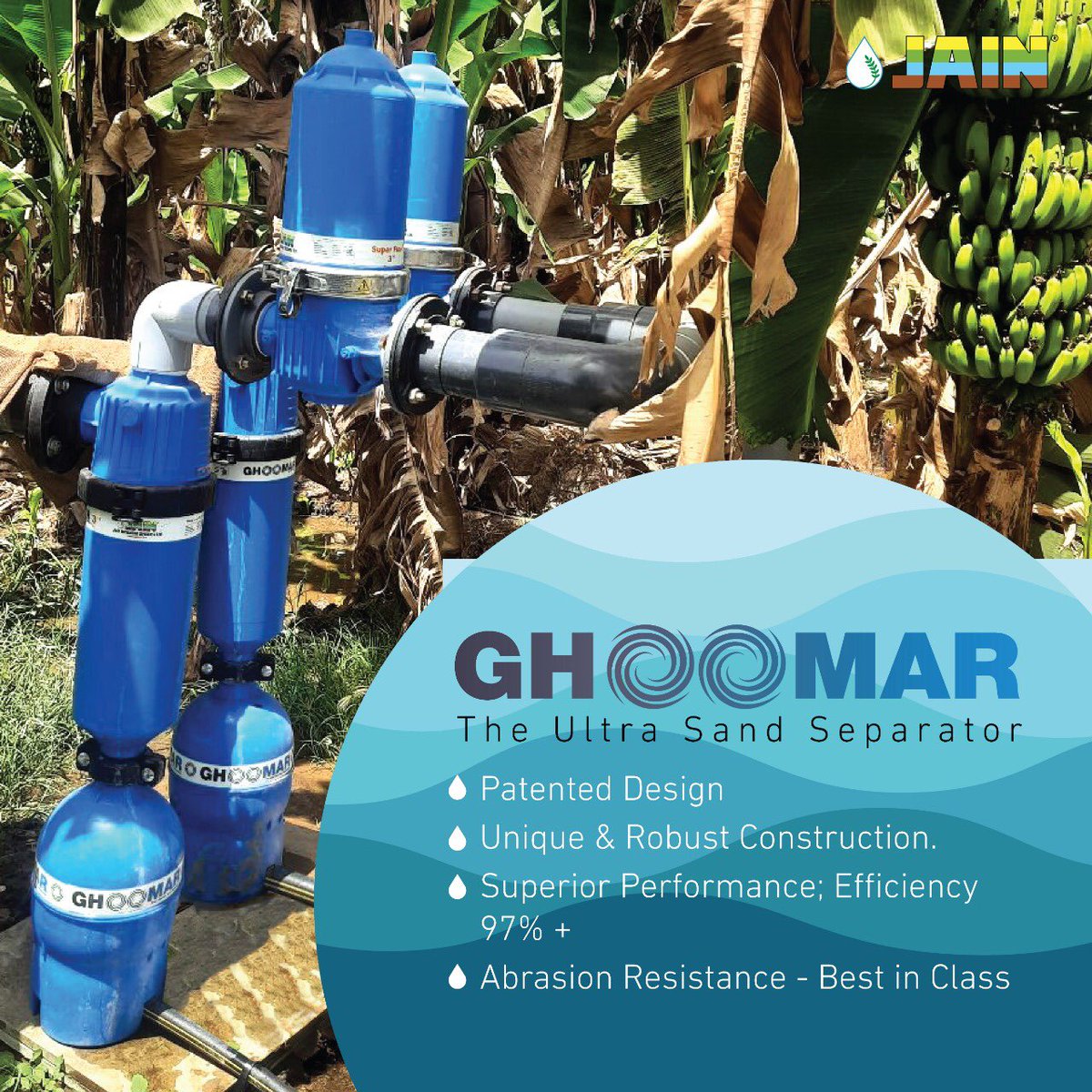 JainIrrigation's tweet photo. GHOOMAR - The Ultra Sand Separator!
New patented filter by #JainIrrigation for a hurdle free farming experience with-
✅ High Performance⬆️
✅ Effective Filtration🌪
✅ Reduced Downtime⏰⬇️
#GoGhoomar #JainFilters #SandSeparators #Farming #Agriculture #AgTech #JISL https://t.co/LoaQQUCZhI