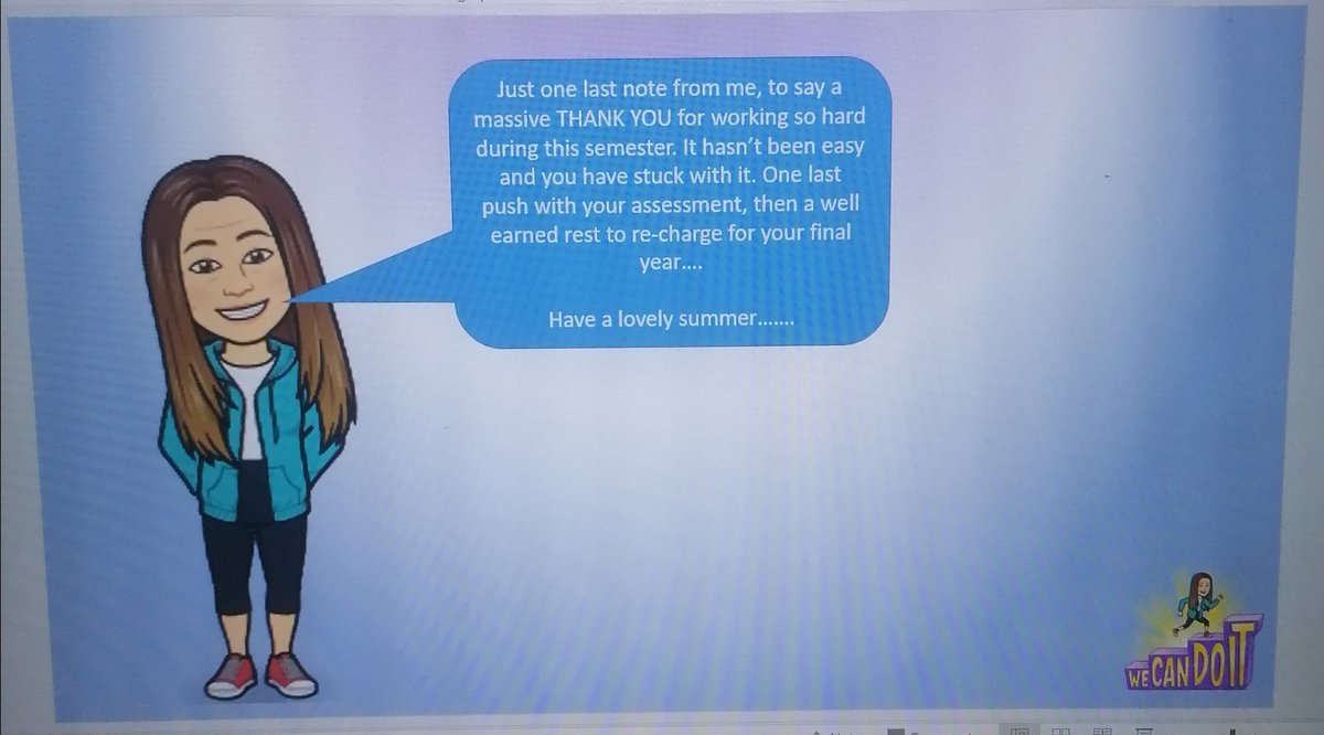 karenmunro28's tweet photo. And that's a wrap...... My last workshop of Semester 2.
Well done to all the students this year, you have shown a great deal of resilience and a positive attitude in such difficult times.
#PECP2 #PECP3 #MAPE #ES1b https://t.co/hJe6GK9Fuf