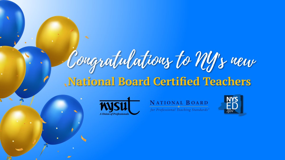 Please join us April 14 to congratulate New York State's newly certified National Board Certified Teachers (NBCTs) and virtually celebrate these educators' commitment to their profession. nysut.org/news/2021/marc…