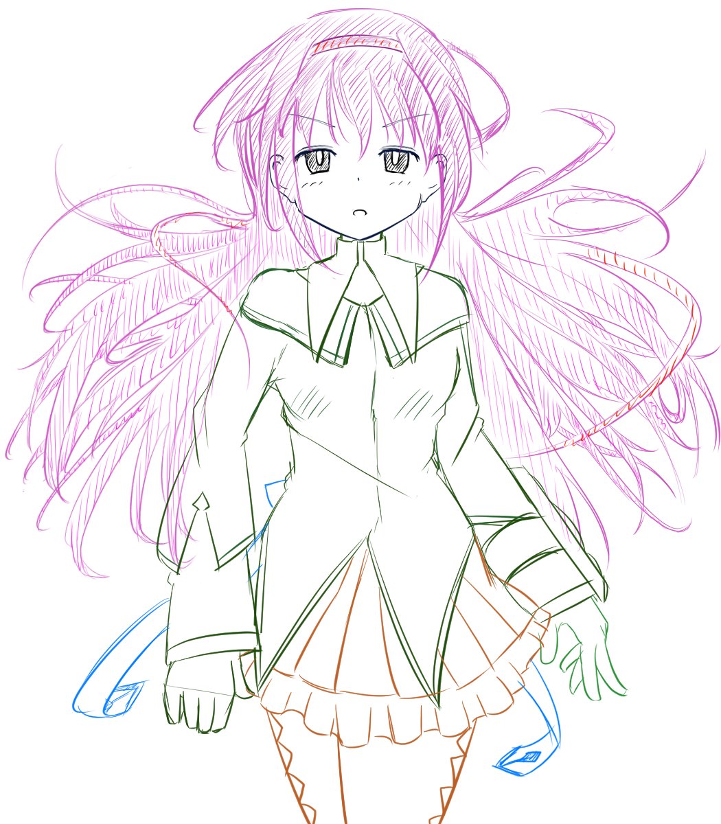 前に描いたほむらちゃん
ラフ→線画→完成 