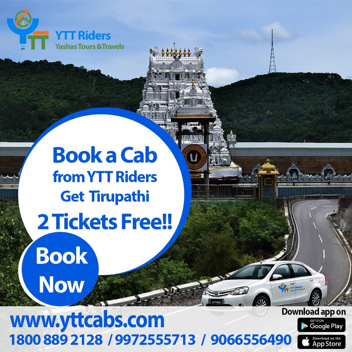 Book a cab from YTT riders and get Tirupathi 2 tickets free!!For more info visit yttcabs.com/car-rental-tir…
#yttcabs #yttriders #bengalurublogger #outstationcabs #airportdevelopment #mysore #cabs #CabServices #airport #karnataka #taxi #taxiservice #Ooty #kerala #tourism #tour