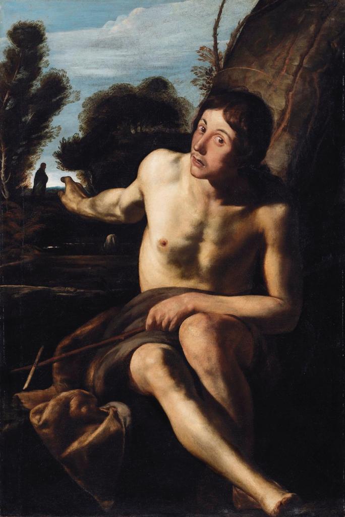 Next, a secret revealed during conservation, in Orazio Borgianni's Saint John the Baptist in the Wilderness.Like many contemporaries, Borgianni was inspired by Caravaggio. We see it in his naturalistic portrayal of Saint John, and in the theatrical contrast of light and shade.