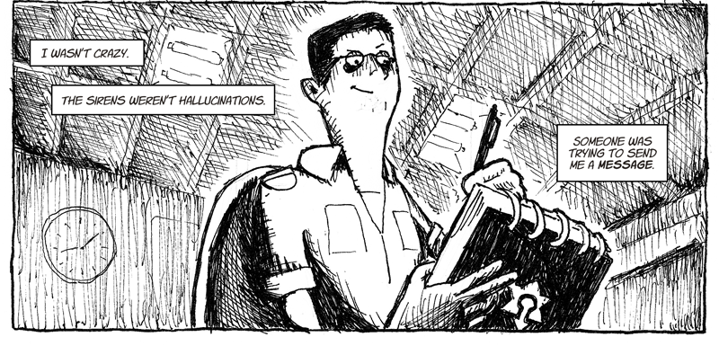 foggycomics's tweet photo. "Someone was trying to send me a message." Last page of Sherman's Pit #1! New issue starts tomorrow! Read it for free on #WEBTOON! https://t.co/0cF3qYQGOh https://t.co/NNFoF5Z5TY