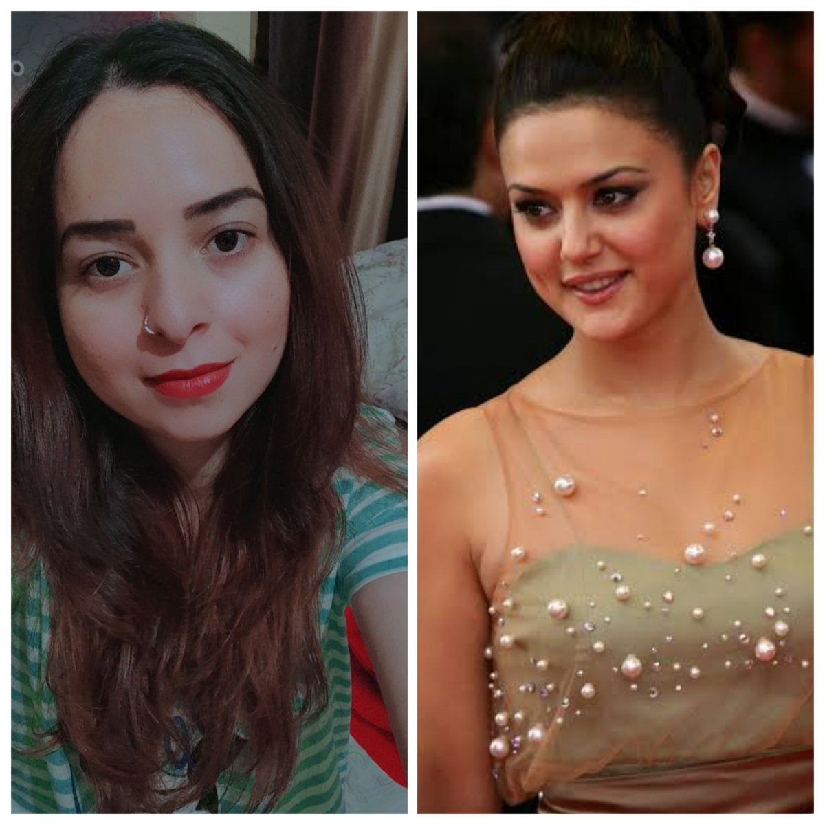Hello I am deaf.
Cute so my name is. Priyanka Rana and 
<a href="/realpreityzinta/">Preity G Zinta</a>  cute my god help my face dimple .