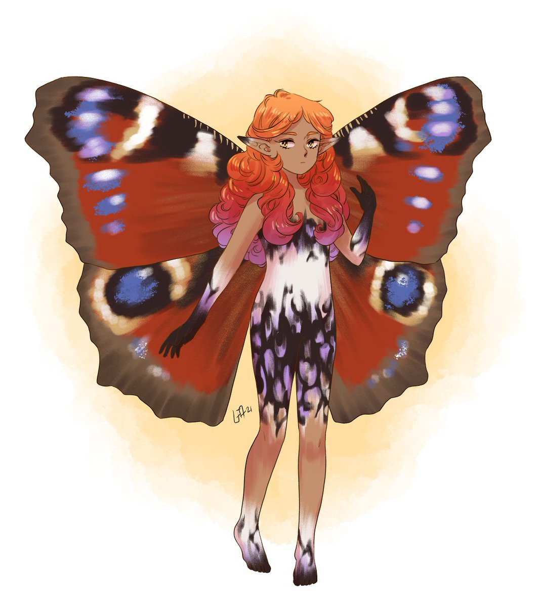 RT @ladugarden: i got a bit lazy with it, but i suddenly wanted to draw a peacock butterfly faerie https://t.co/izRKG1YRTs