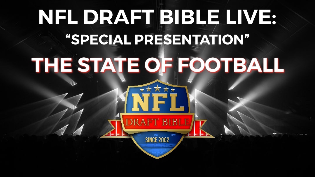 NFLDraftBible's tweet photo. The State of Football: CLXXIII - 3/31/21

"Your New Home For REAL Football Talk In The Mornings!"

♨️NFL Draft Buzz
♨️Pro Day Updates
♨️#Bears TE Darion Clark

Featuring Special Guest Hosts @AlecMPulido &amp; @ScoutingLenz of #ProspectProphets Fame

9a ET LIVE https://t.co/bS6eYiOHfd https://t.co/Z4ZtAmjt7E