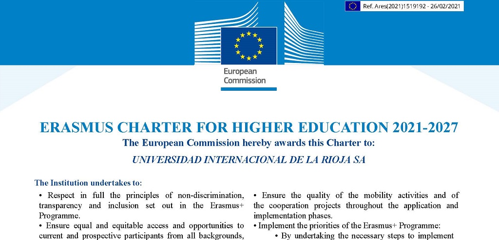 UNIRiTED's tweet photo. 🇪🇺@UNIRuniversidad renueva su carta Erasmus de Educación Superior (ECHE) para el periodo 2021-2027.
✅La solicitud ha conseguido 100/100 puntos y ha sido gestionada por el Vicerrectorado de Proyectos Internacionales.
➡ https://t.co/aPpujp6ILp https://t.co/laDLK3WLie
